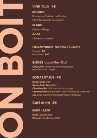 Carte des boissons